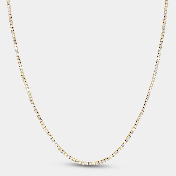 Gilded 6 Carat Lab-Grown Diamond Round-Shaped Straight Line Tennis Necklace