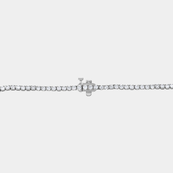 Gilded 6 Carat Lab-Grown Diamond Round-Shaped Straight Line Tennis Necklace