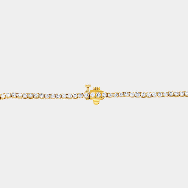 Gilded 6 Carat Lab-Grown Diamond Round-Shaped Straight Line Tennis Necklace