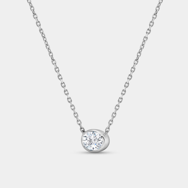 1 Carat Lab-Grown Diamond Oval-Shaped, Bezel-Set Station Solitaire Pendant — GILDED New York