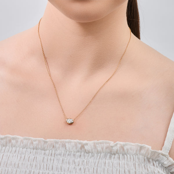 1 Carat Lab-Grown Diamond Oval-Shaped, Bezel-Set Station Solitaire Pendant — GILDED New York