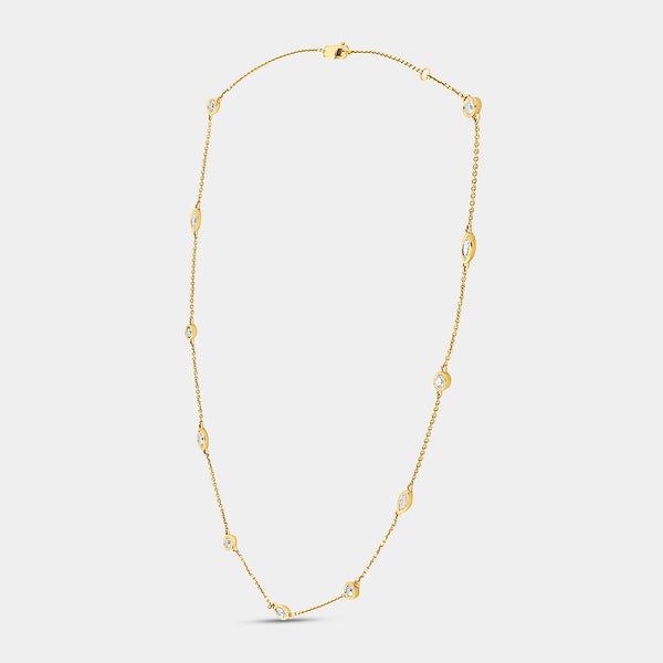 1 and 1/10 Carat Lab-Grown Bezel-Set Diamond-By-The-Yard Necklace with Marquise and Round-Shaped Diamonds — GILDED New York