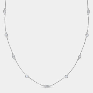 Gilded 1 and 1/10 Carat Lab-Grown Bezel-Set Diamond-By-The-Yard Necklace with Marquise and Round-Shaped Diamonds