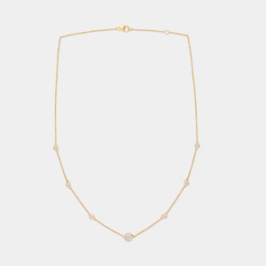 Gilded 1 Carat Lab-Grown Diamond Bezel-Set Diamonds-By-The-Yard Necklace
