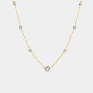 Gilded 1 Carat Lab-Grown Diamond Bezel-Set Diamonds-By-The-Yard Necklace