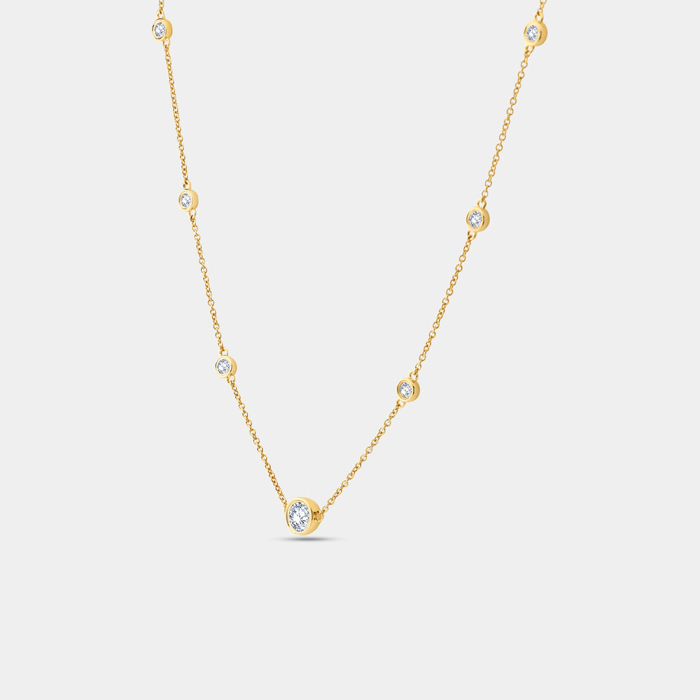 Gilded 1 Carat Lab-Grown Diamond Bezel-Set Diamonds-By-The-Yard Necklace