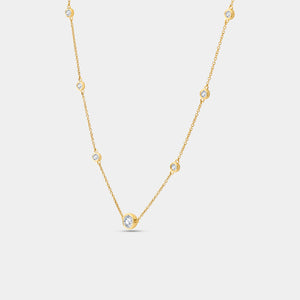 Gilded 1 Carat Lab-Grown Diamond Bezel-Set Diamonds-By-The-Yard Necklace
