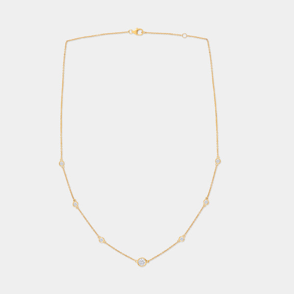 1 Carat Lab-Grown Diamond Bezel-Set Diamonds-By-The-Yard Necklace — GILDED New York