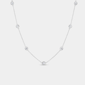 Gilded 1 Carat Lab-Grown Diamond Round Bezel-Set Diamonds-By-The-Yard Necklace