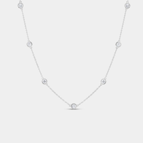 Gilded 1 Carat Lab-Grown Diamond Round Bezel-Set Diamonds-By-The-Yard Necklace