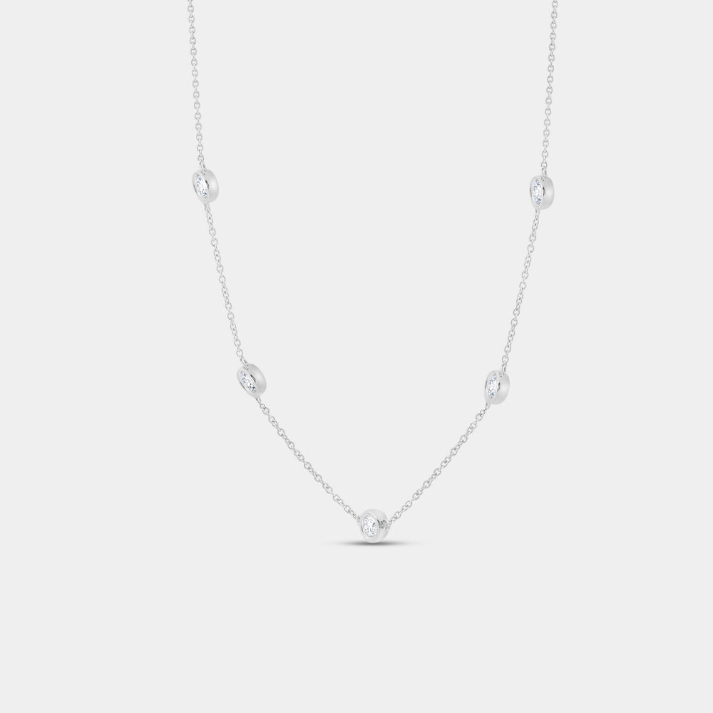 Gilded 1 Carat Lab-Grown Diamond Round Bezel-Set Diamonds-By-The-Yard Necklace