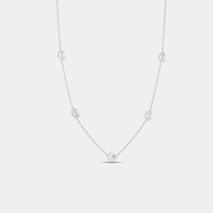 Gilded 1 Carat Lab-Grown Diamond Round Bezel-Set Diamonds-By-The-Yard Necklace