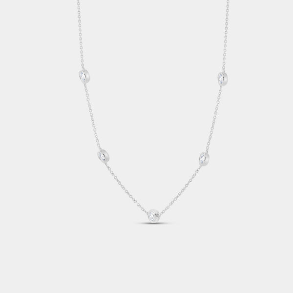 Gilded 1 Carat Lab-Grown Diamond Round Bezel-Set Diamonds-By-The-Yard Necklace