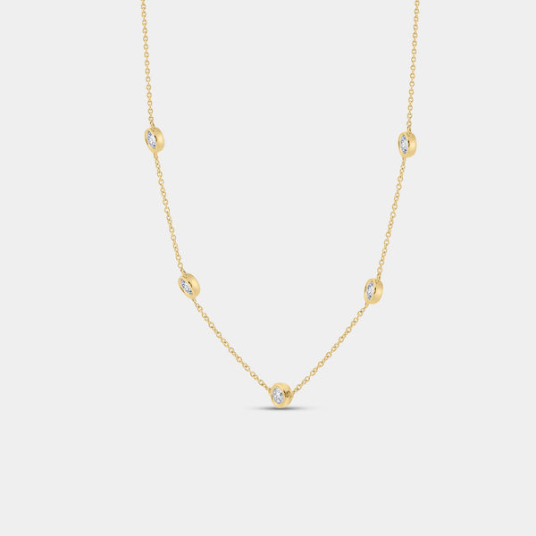 Gilded 1 Carat Lab-Grown Diamond Round Bezel-Set Diamonds-By-The-Yard Necklace