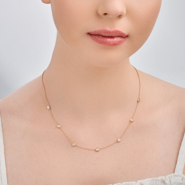 1 Carat Lab-Grown Diamond Round Bezel-Set Diamonds-By-The-Yard Necklace — GILDED New York