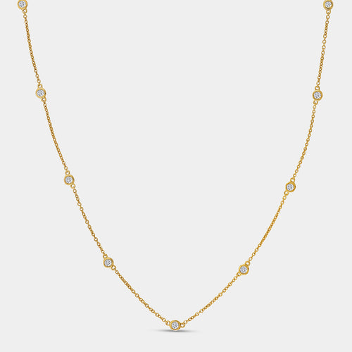 Gilded 1/2 Carat Lab-Grown Diamond Fancy Bezel-Set Diamonds-By-The-Yard Necklace
