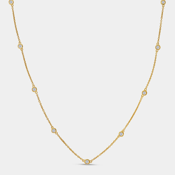 1/2 Carat Lab-Grown Diamond Fancy Bezel-Set Diamonds-By-The-Yard Necklace — GILDED New York