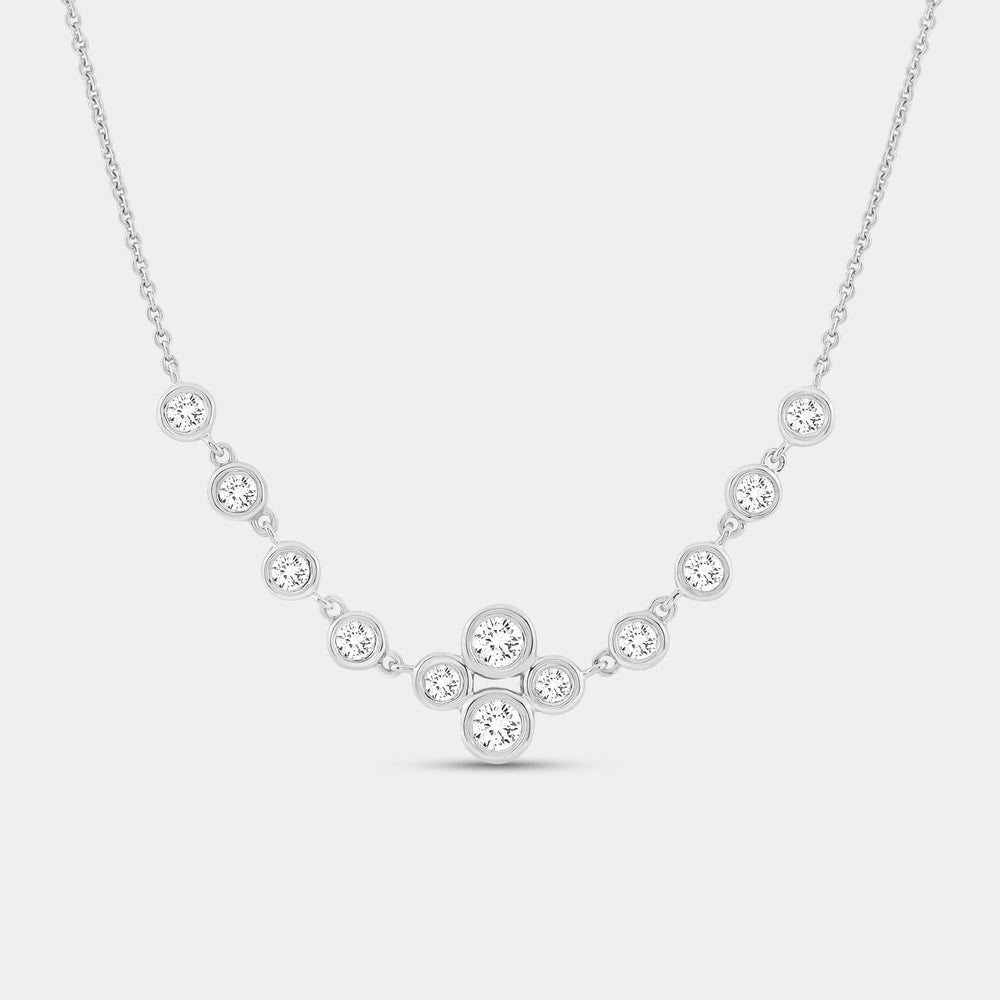 Gilded 3/4 Carat Lab-Grown Diamond Bezel-Set Necklace with A Floral Cluster