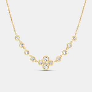 Gilded 3/4 Carat Lab-Grown Diamond Bezel-Set Necklace with A Floral Cluster
