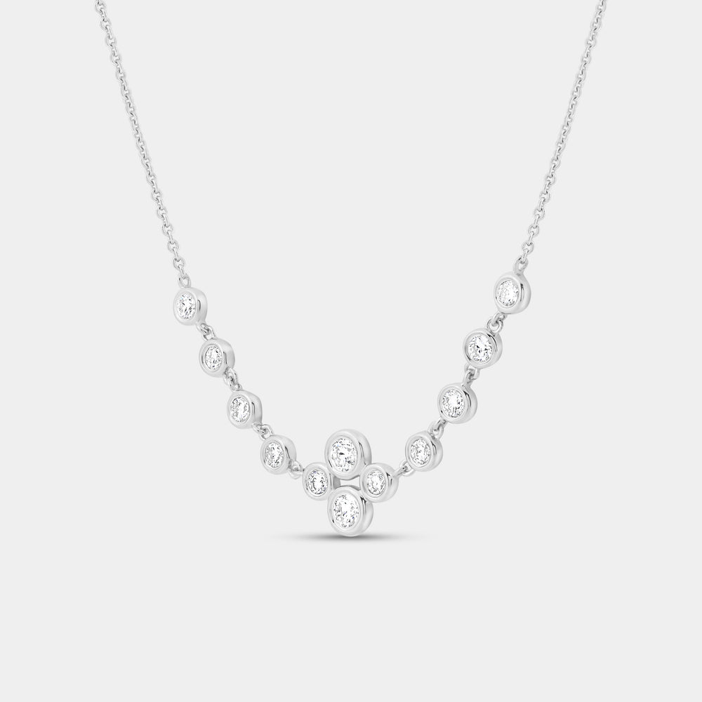 Gilded 3/4 Carat Lab-Grown Diamond Bezel-Set Necklace with A Floral Cluster