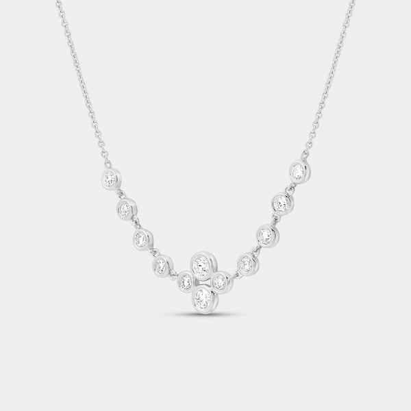 3/4 Carat Lab-Grown Diamond Bezel-Set Necklace with A Floral Cluster — GILDED New York
