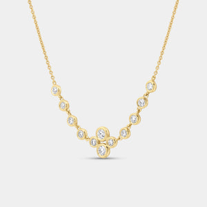 Gilded 3/4 Carat Lab-Grown Diamond Bezel-Set Necklace with A Floral Cluster