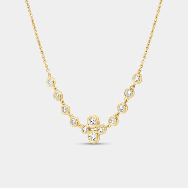 Gilded 3/4 Carat Lab-Grown Diamond Bezel-Set Necklace with A Floral Cluster
