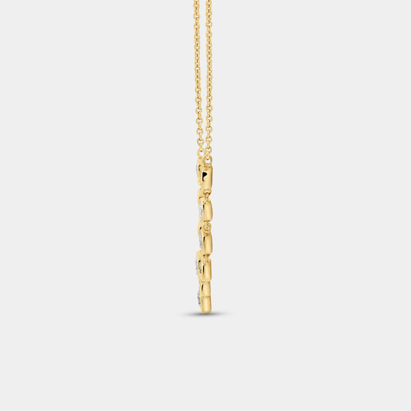 3/4 Carat Lab-Grown Diamond Bezel-Set Necklace with A Floral Cluster — GILDED New York