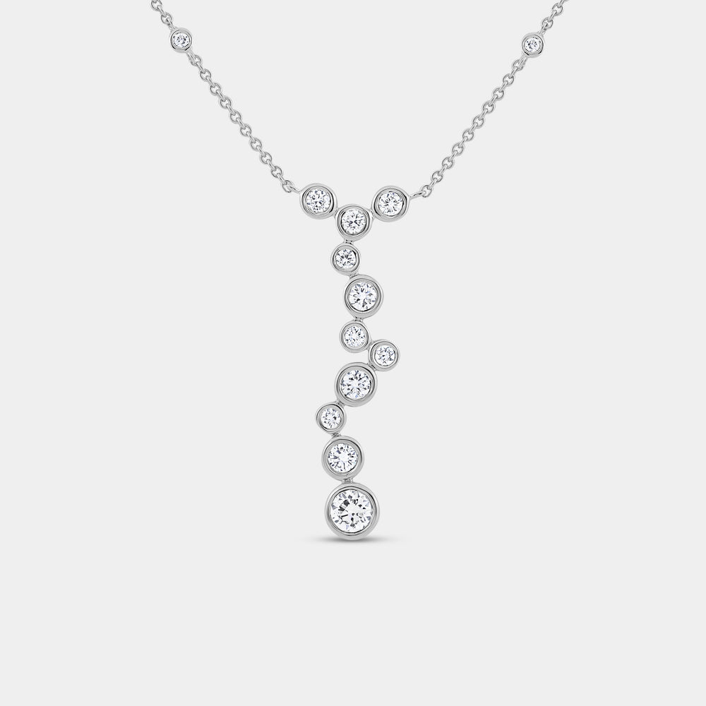 Gilded 3/4 Carat Lab-Grown Diamond Molecular Bezel-Set Necklace with Diamond Stations