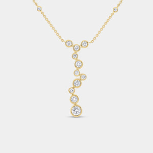 Gilded 3/4 Carat Lab-Grown Diamond Molecular Bezel-Set Necklace with Diamond Stations