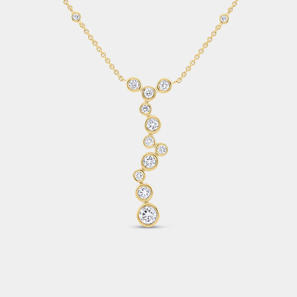 3/4 Carat Lab-Grown Diamond Molecular Bezel-Set Necklace with Diamond Stations — GILDED New York