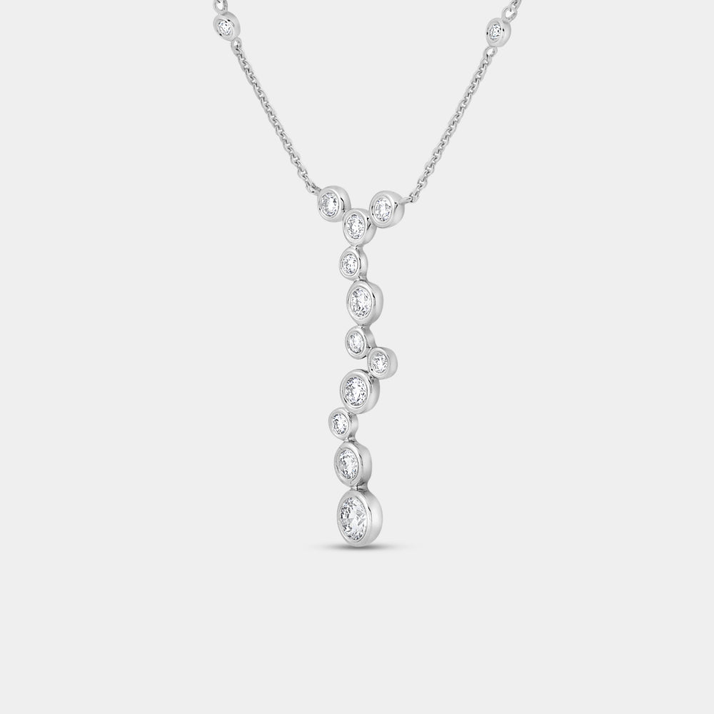 Gilded 3/4 Carat Lab-Grown Diamond Molecular Bezel-Set Necklace with Diamond Stations
