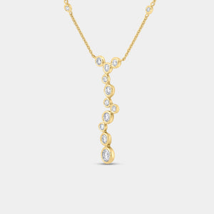 Gilded 3/4 Carat Lab-Grown Diamond Molecular Bezel-Set Necklace with Diamond Stations
