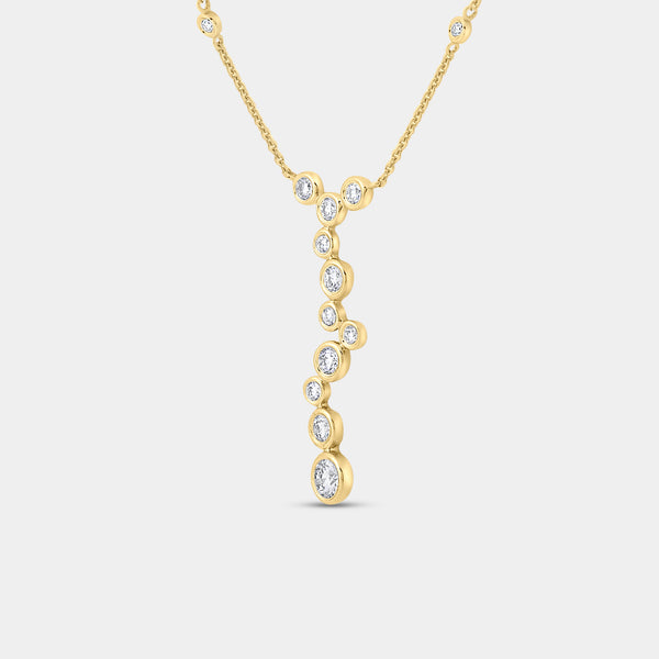 3/4 Carat Lab-Grown Diamond Molecular Bezel-Set Necklace with Diamond Stations — GILDED New York