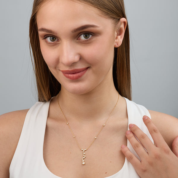 3/4 Carat Lab-Grown Diamond Molecular Bezel-Set Necklace with Diamond Stations — GILDED New York