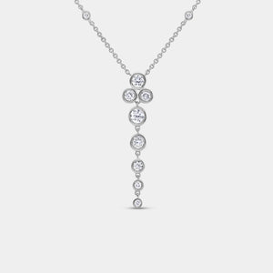 Gilded 1 Carat Lab-Grown Diamond Bezel-Set Necklace with Diamond Stations