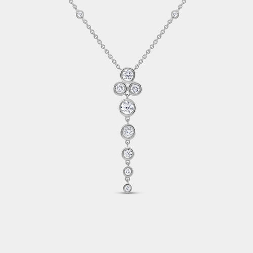 Gilded 1 Carat Lab-Grown Diamond Bezel-Set Necklace with Diamond Stations