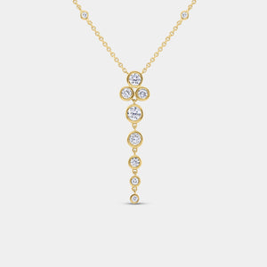Gilded 1 Carat Lab-Grown Diamond Bezel-Set Necklace with Diamond Stations