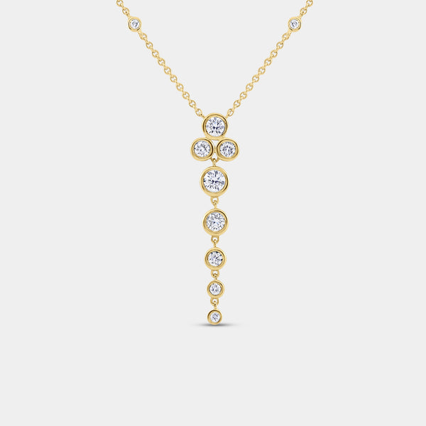 Gilded 1 Carat Lab-Grown Diamond Bezel-Set Necklace with Diamond Stations