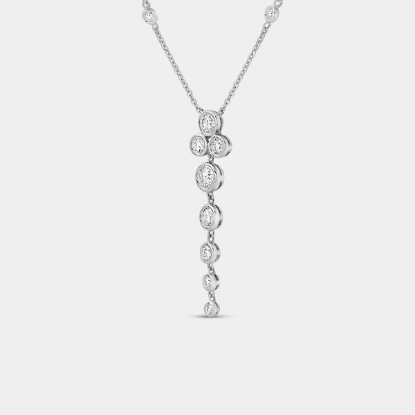 Gilded 1 Carat Lab-Grown Diamond Bezel-Set Necklace with Diamond Stations