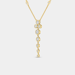 Gilded 1 Carat Lab-Grown Diamond Bezel-Set Necklace with Diamond Stations