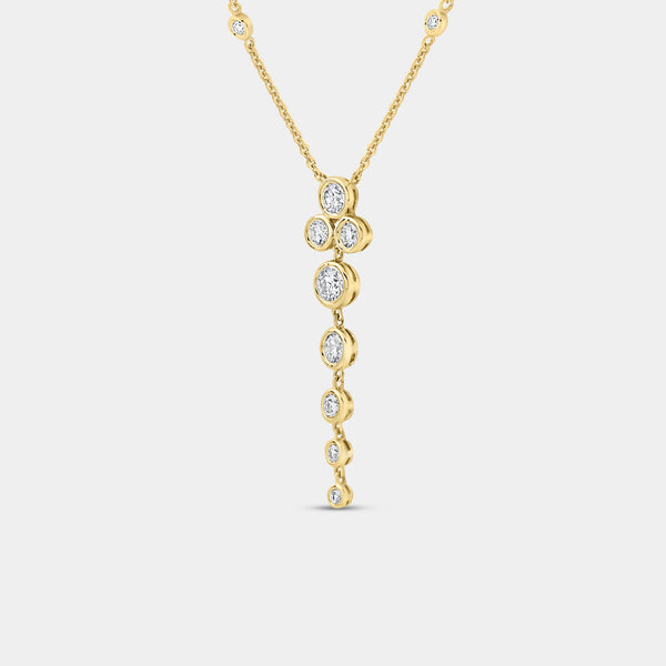 Gilded 1 Carat Lab-Grown Diamond Bezel-Set Necklace with Diamond Stations