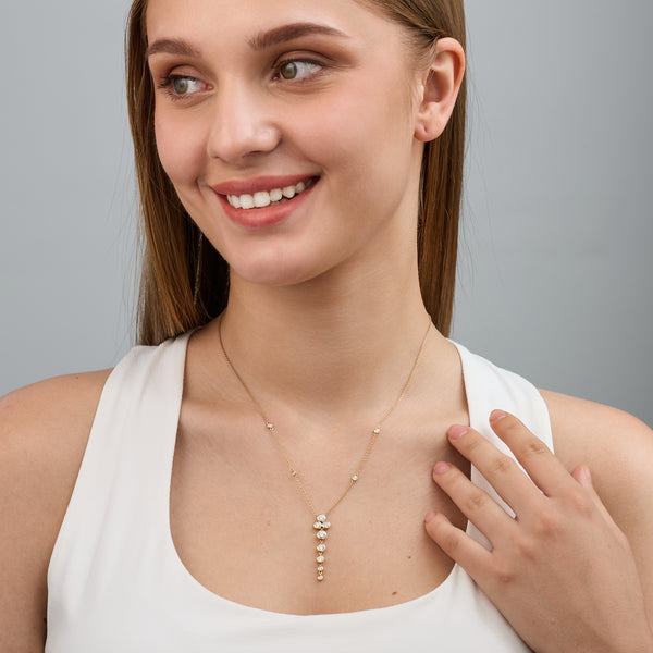 1 Carat Lab-Grown Diamond Bezel-Set Necklace with Diamond Stations — GILDED New York