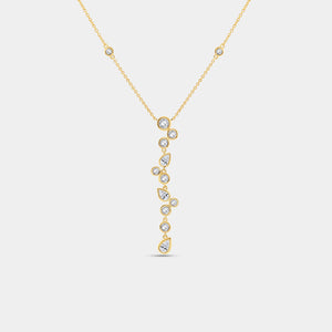 Gilded 1 and 1/4 Carat Lab-Grown Diamond Bezel-Set Necklace with Multi-Shaped Stones and Diamond Stations