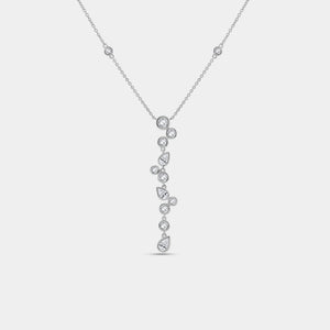Gilded 1 and 1/4 Carat Lab-Grown Diamond Bezel-Set Necklace with Multi-Shaped Stones and Diamond Stations
