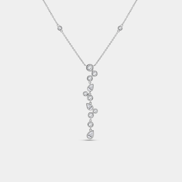 1 and 1/4 Carat Lab-Grown Diamond Bezel-Set Necklace with Multi-Shaped Stones and Diamond Stations — GILDED New York