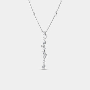 Gilded 1 and 1/4 Carat Lab-Grown Diamond Bezel-Set Necklace with Multi-Shaped Stones and Diamond Stations