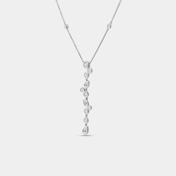 1 and 1/4 Carat Lab-Grown Diamond Bezel-Set Necklace with Multi-Shaped Stones and Diamond Stations — GILDED New York