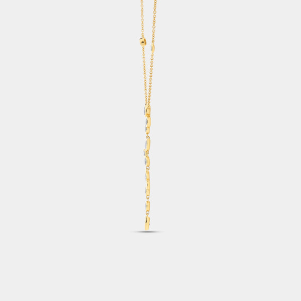 1 and 1/4 Carat Lab-Grown Diamond Bezel-Set Necklace with Multi-Shaped Stones and Diamond Stations — GILDED New York