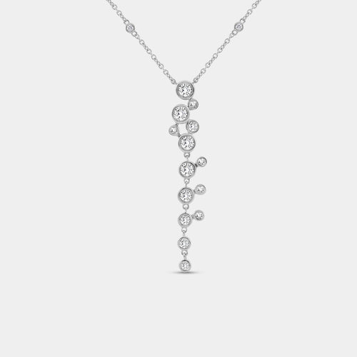 Gilded 1 Carat Lab-Grown Diamond Clustered Bezel-Set Necklace with Diamond Stations